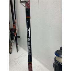 Large collection of part fishing rods and reels, maker's including Silstar, Dynabraid and Madfish, etc 