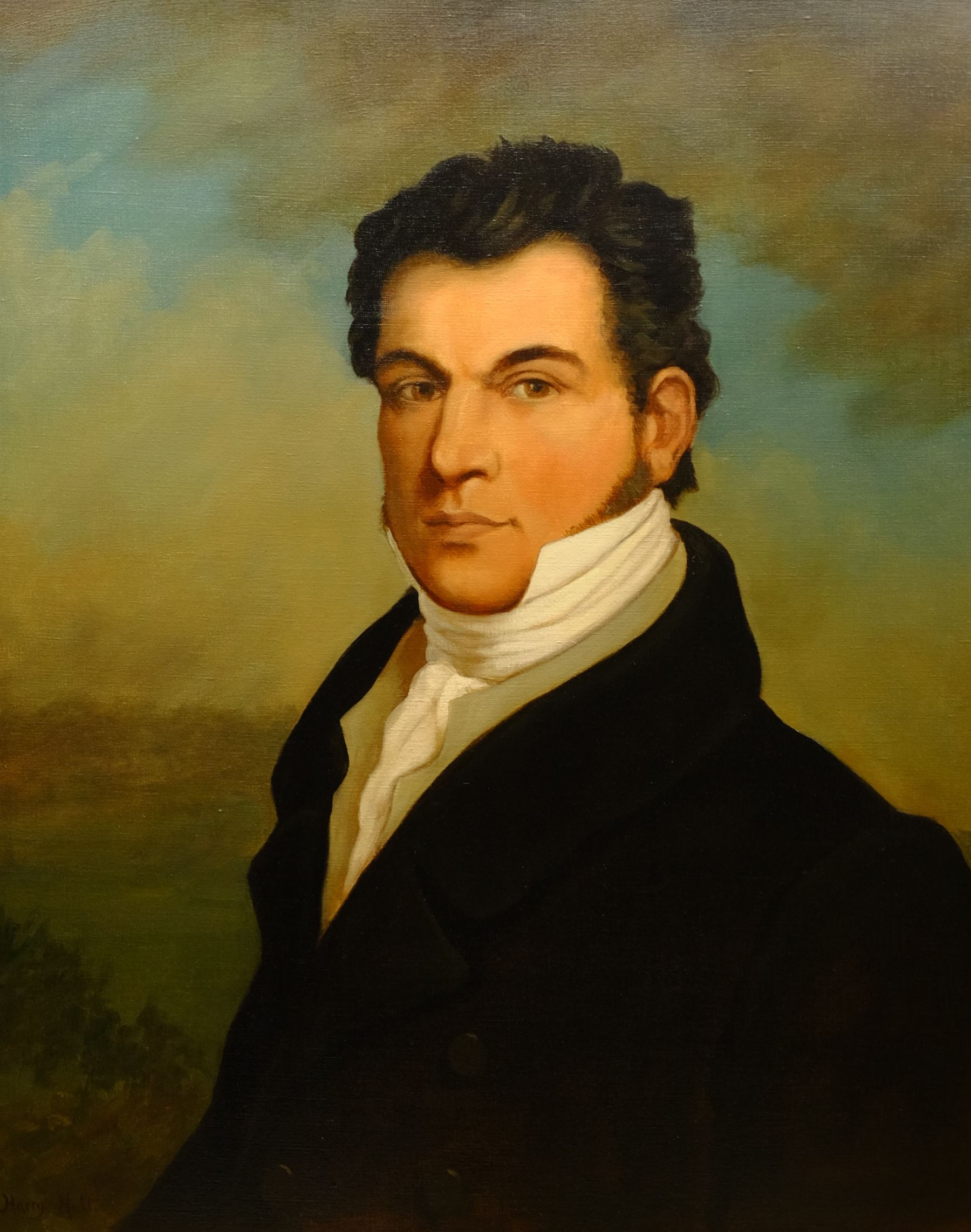 J Adams after Harry Hall (British c.1814-1882): Portrait of 'John Gully 1783-1863', oil on canvas signed and dated 2000 verso 75cm x 60cm