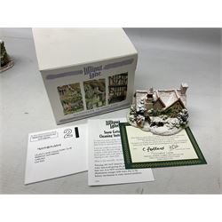 Five Lilliput Lane Illuminated Cottages, comprising Christmas is Coming, with box and deed, Christmas at Mol's, with box and deed, Christmas in Canterbury, with box and deed, Christmas Lights at Sweet Delights and The Three Kings, with box and deeds, together with twelve other Lilliput lanes, to include The First Noel, with box and deed, Winters Moonlight, Yuletide treats, with box and deed etc (17)