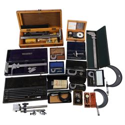 Collection of measures and gauges, including Venture Tachometer, collection of micrometers...