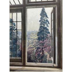 Gertrude Brodie (British 1882-1967): 'From My Essex Window', pencil conte crayon and gouache signed and titled to lower margin below image 63cm x 46cm
