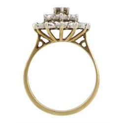 9ct gold diamond chip cluster ring, hallmarked