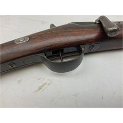 19th century Belgian Gras 12-bore (from 11-bore) bolt-action single barrel shotgun with 80cm barrel No.G85345 L127cm overall. Deactivated to early specification so requires re-deactivation to modern standards RFD ONLY
