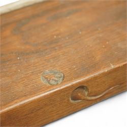 Mouseman - oak mantle or shelf, solid single plank with lightly adzed top with head and tail signature, by the workshop of Robert Thompson, Kilburn
