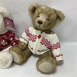 Six Harrods annual teddy bears, dating between 2011 and 2016, tallest H38cm