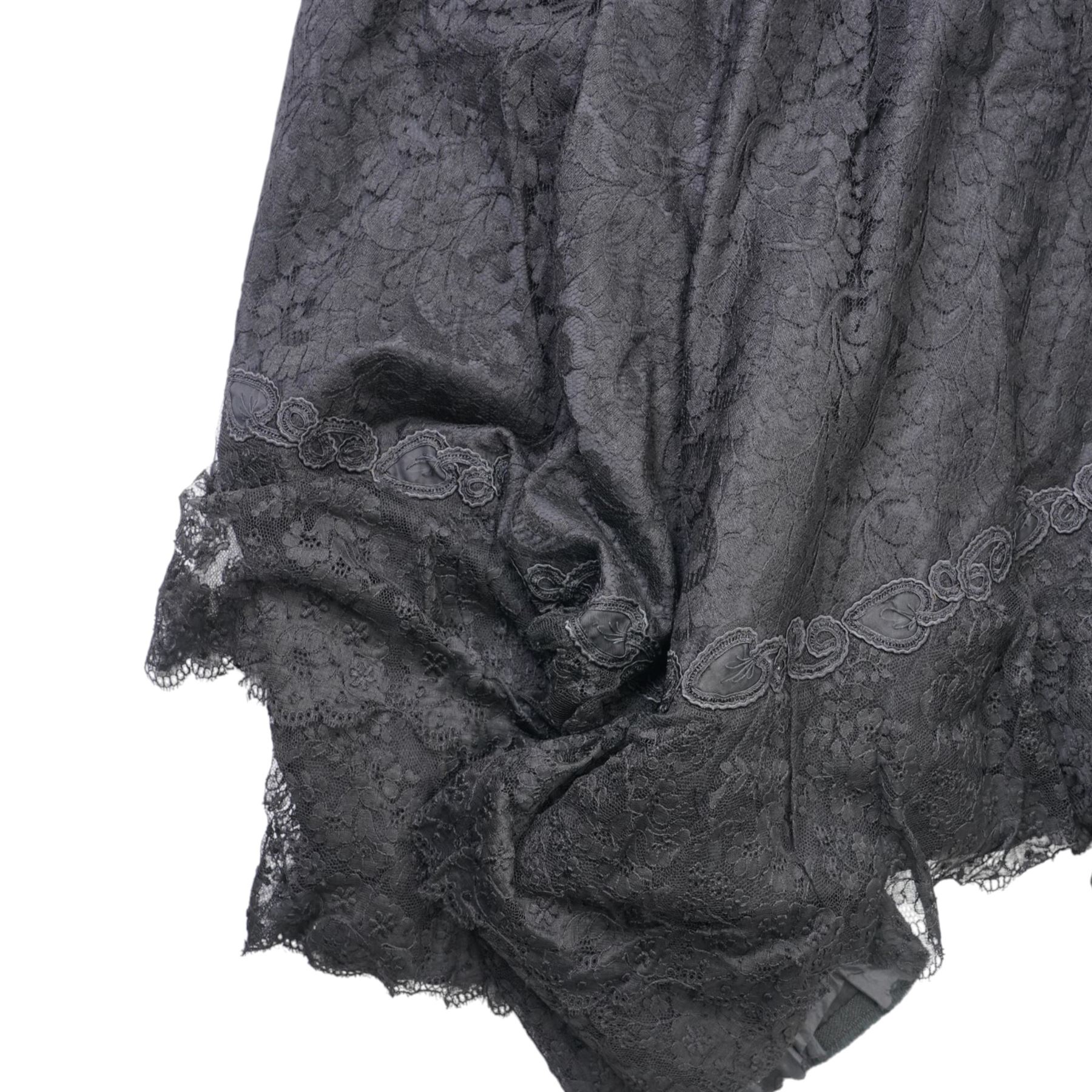 Victorian two-piece lace mourning dress, contained in Brown Muff & Co of Bradford box