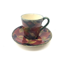  William Moorcroft Pomegranate coffee cup & saucer c1914  