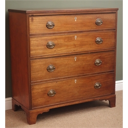  Early 19th century mahogany bedding chest, two long deep drawers, shaped bracket feet, W96cm, H100cm, D46cm  