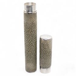 Late 19th to early 20th century shagreen cigar tube, unmarked, L20cm 