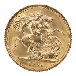Queen Elizabeth II 1966 gold full sovereign coin