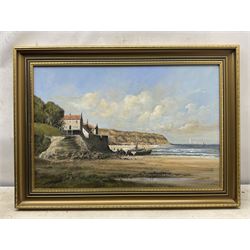 Colin Russell (Northern British 1932-2009): Robin Hood's Bay, oil on canvas signed 49cm x 74cm 