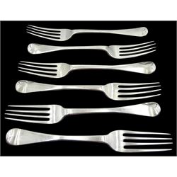 Set of six Victorian silver Old English and Pip pattern forks by William Robert Smily, London, approx 8.8oz