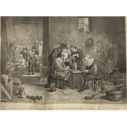 Lépicié after David Teniers the Younger (Flemish 1610-1690): 'Les Francs Maçons Flamands en Loge' engraving pub 1747, 43cm x 53cm; 'Hampshire' and 'Sussex', two William Hole (British -1624) reproduction maps 52cm x 41cm (unframed) (3)