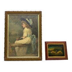 ‘A Daughter of Eve’ Pears print, and a reproduction hunting print (2)