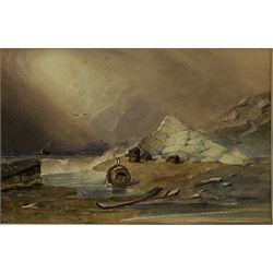 Henry Barlow Carter (British 1804-1868): Monkey Island Scarborough, watercolour signed, original John Linn gallery label verso 21cm x 32cm