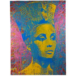 Nicolas Ruston (British 1975-): Portrait of a Regal Figure, masonry paint on wood panel signed and dated '00, 122cm x 92cm (unframed)