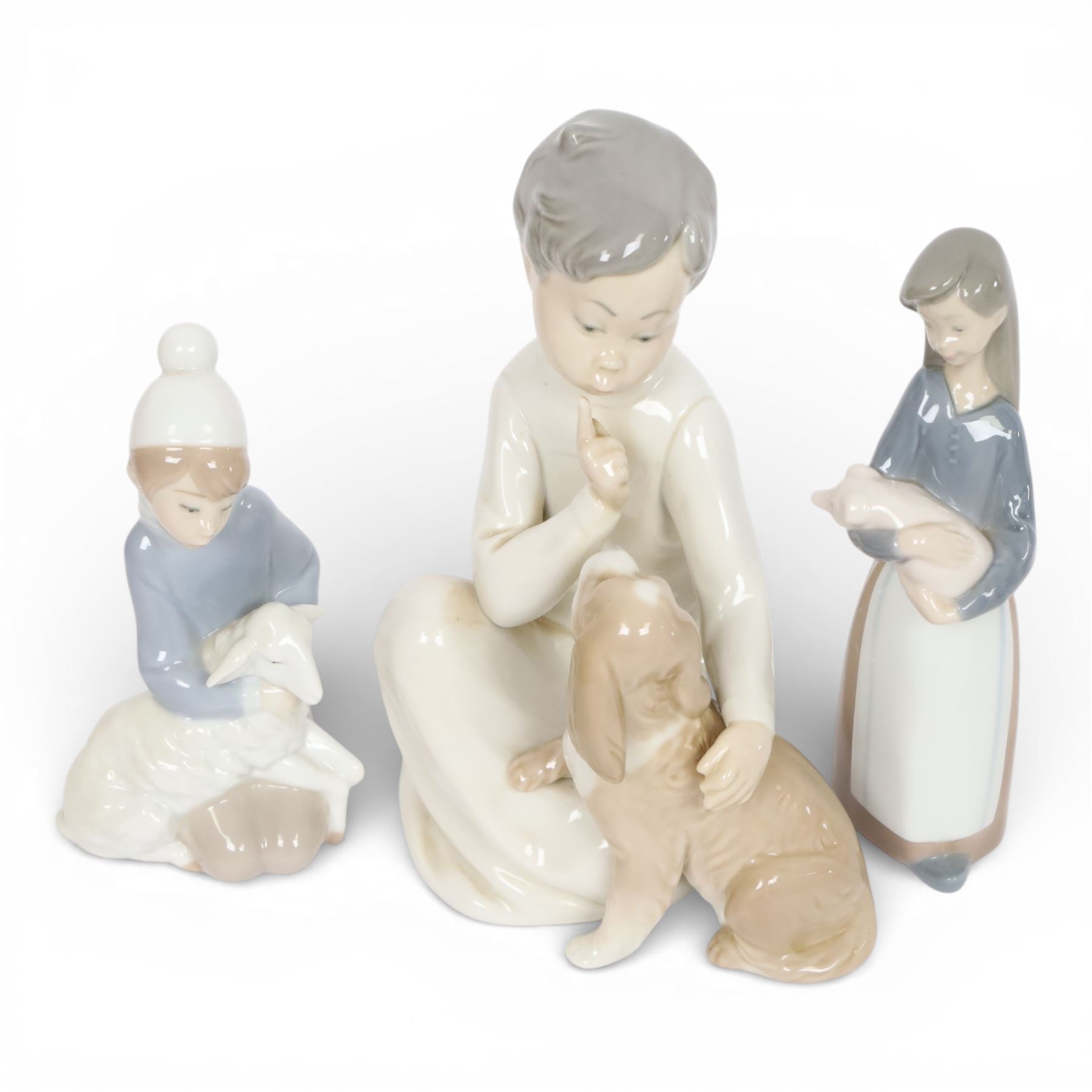Collection of Lladro including Girl with Turkey 4569, Platero and Marcelino 1181, Eskimo Boy 5238 etc 