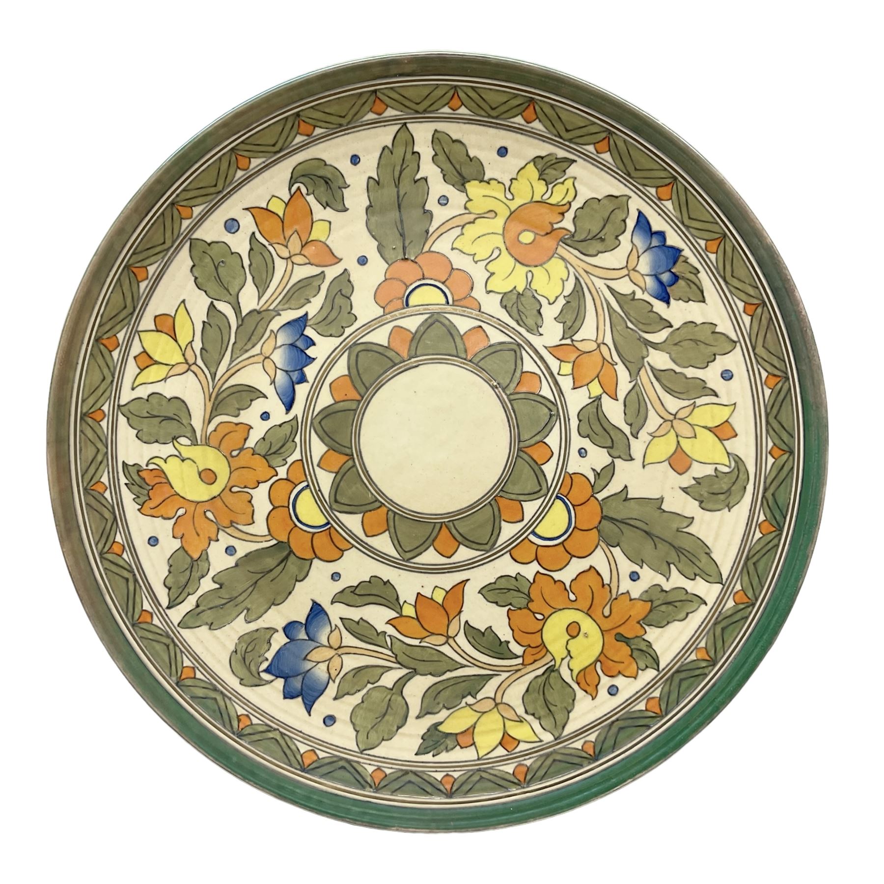 Charlotte Rhead for Crown Ducal, 'Ankara' design charger, pattern 5893, D44cm