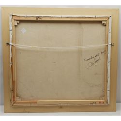 Francis Perera (Sri Lankan 1931-): 'Family with Pool', oil on sail canvas signed and dated '06, titled and signed verso 67cm x 76cm 
Notes: Perera a noted Sri Lankan artist has had many solo exhibitions both in his home country and overseas. He is a six time winner of the Presidential Award, represented Sri Lanka in Washington DC to commemorate the 50th anniversary of its independence, exhibited at the Royal Commonwealth Society in 2002, and at the 20th International Art Festival in Germany.