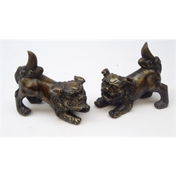  Pair Chinese bronzed Dogs of Fo H15cm (2)  