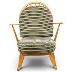 Ercol - 'Windsor' light elm and beech rocking chair 