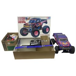 Tamiya ' Bush Devil ' radio controlled truck, with original box, with radio gear and acoms transmitter, and a few accessories, untested