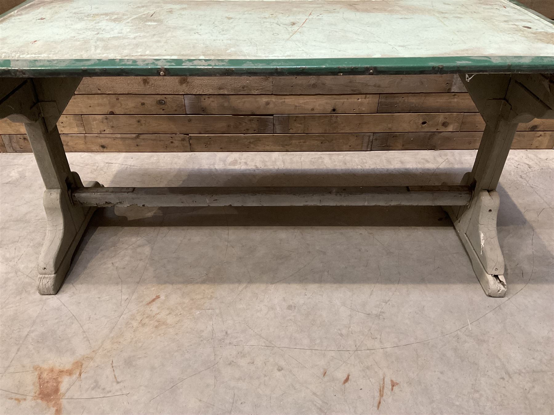 Early 20th century painted wood and enamel Military folding campaign table