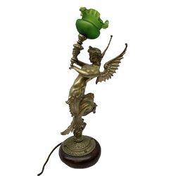 Victorian gilt bronze converted gas lamp