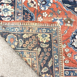 Antique Persian blue and red ground rug carpet, 250cm x 352 cm