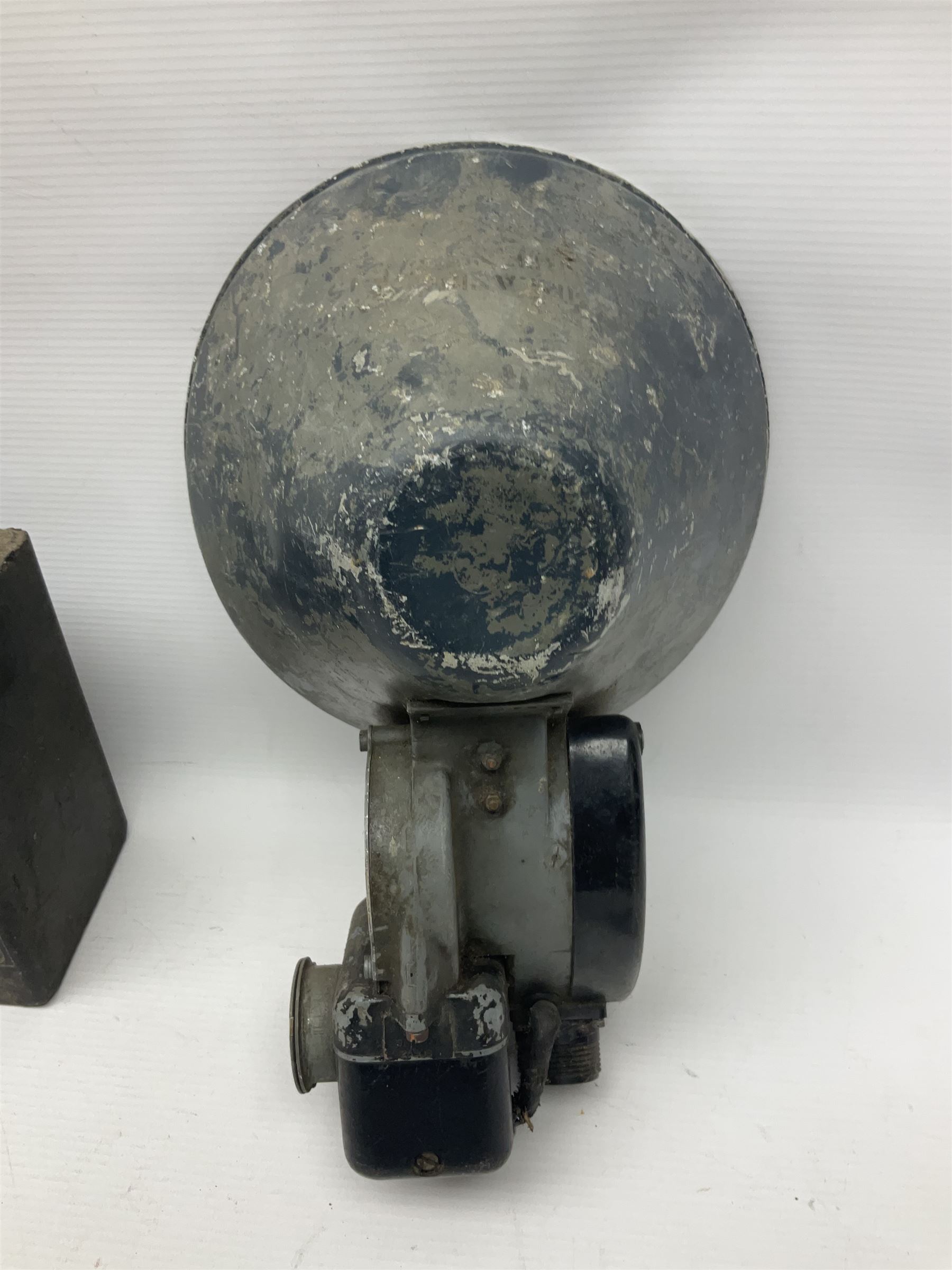 Three RAF light switches, together with military oxygen canister, batteries, gages etc  