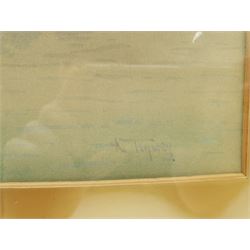 English School (19th/20th century): 'On the Thames', watercolour indistinctly signed and titled 25cm x 60cm