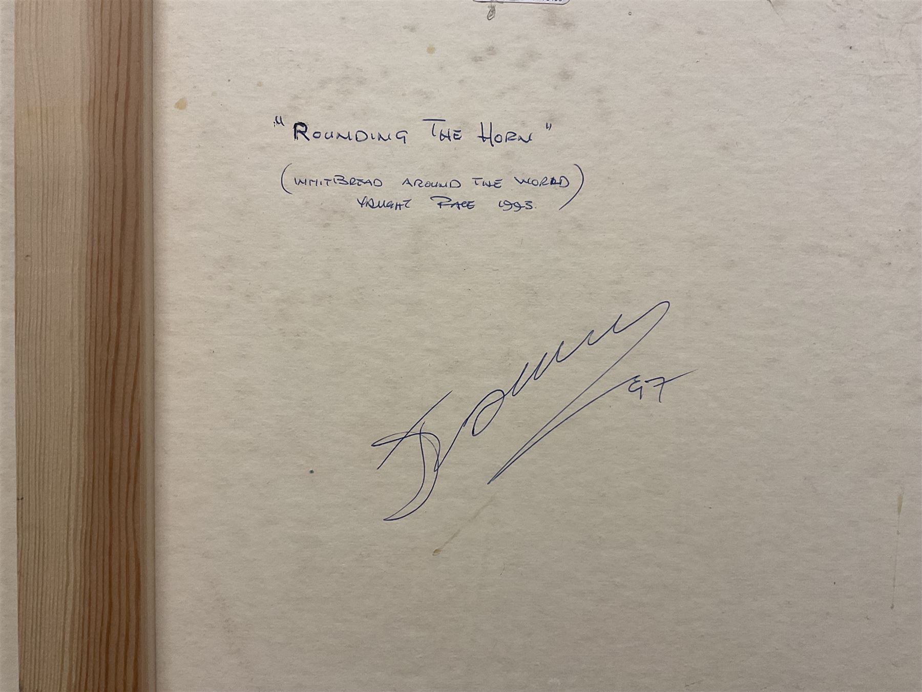James Lishman (British 1931-2024): 'Pit Stop - Damon Hill World Formula 1 Champion 1996' and 'Rounding the Horn', two oils on canvas signed, titled and dated '97 verso 66cm x 79cm (2) (unframed)