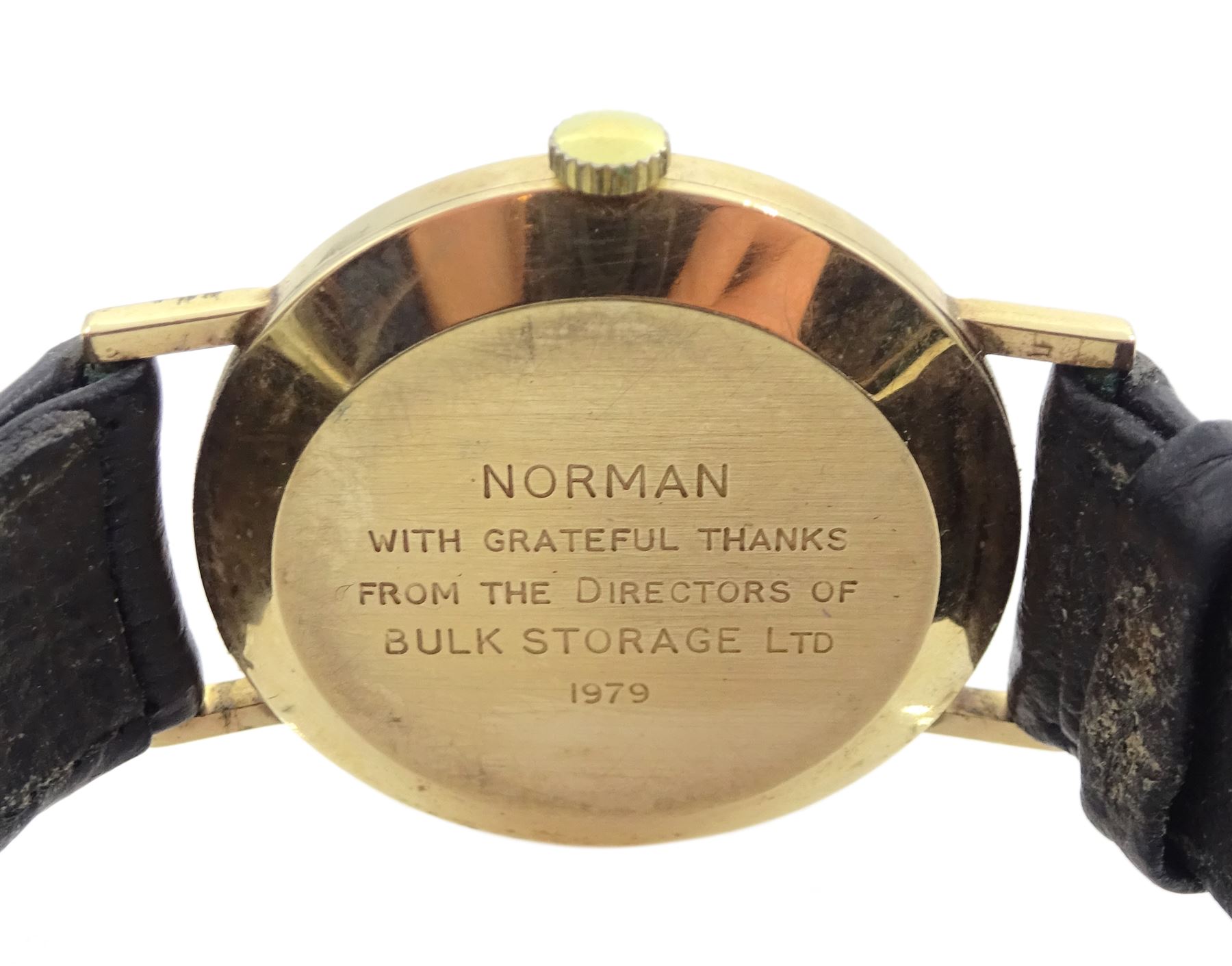 Avia 9ct gold gentleman's manual wind presentation wristwatch, hallmarked, on black leather strap and a ladies 9ct gold manual wind wristwatch, on ribbon strap