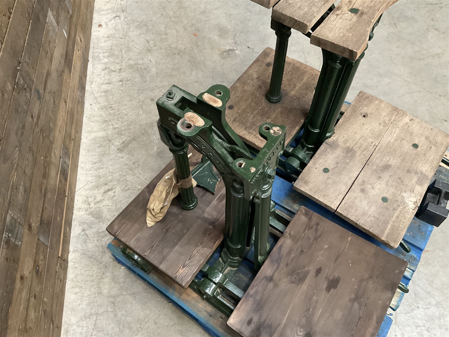 Two pairs of Victorian cast iron potato scales, one damaged with a 5kg weight