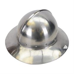 Selection of reenactment related items, including Archers sword, helmet and shield, with another helmet and chain mail 