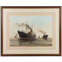 Adrian Thompson (British 1960-): Kingston Andalusite Trawler of Hull, watercolour signed 33.5cm x 46.5cm