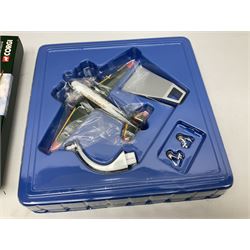 Corgi Eddie Stobart - limited edition CC12610 Scammell Crusader 3 Axle Low loader, CC12502 Atkinson Borderer Flatbed Trailer and AA30008 Douglas DC-3 Aircraft; TY99158 5-Piece Superhauler Set; and M6 Motorway Set; all boxed (5)