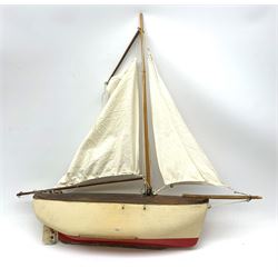 Schooner style pond yacht with cream and