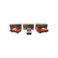 Matchbox/Superfast - eleven '1-75' series models comprising 1e Mercedes Truck, 1g Dodge Challenger, 2g S-2 Jet, 5g US Mail Truck, 6e Mercedes 350sl Tourer, 9e AMX Javelin, 15e Fork Lift Truck, 17f Londoner Bus, 18f Hondarora, 19f Cement Truck and 21f Renault 5TL; all boxed (11)