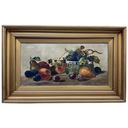 English School (early 20th century): Still Life of Fruit, oil on canvas indistinctly signed and dated 1922, 30cm x 60cm
