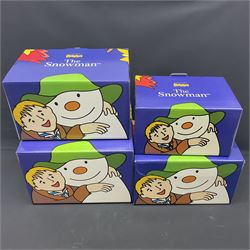 Four Coalport Characters The Snowman figures, comprising Snowman's Surprise, Christmas Cheer with certificate, The Bashful Blush and Dancing at the Party, all with original boxes 