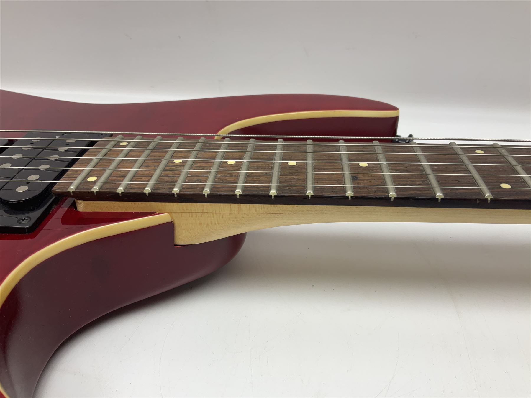 Maverick HSH rock guitar with Floyd Rose tremolo, L100cm overall; in soft carrying case.