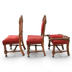 Set of six Victorian high-back dining chairs with spiral turned uprights and supports