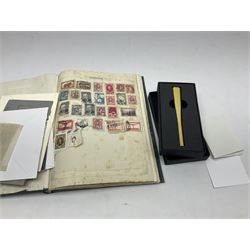 White Ostrich feather fan, together with ceramic head, leather bound photo book, Wedgwood chamber pot and other collectables 