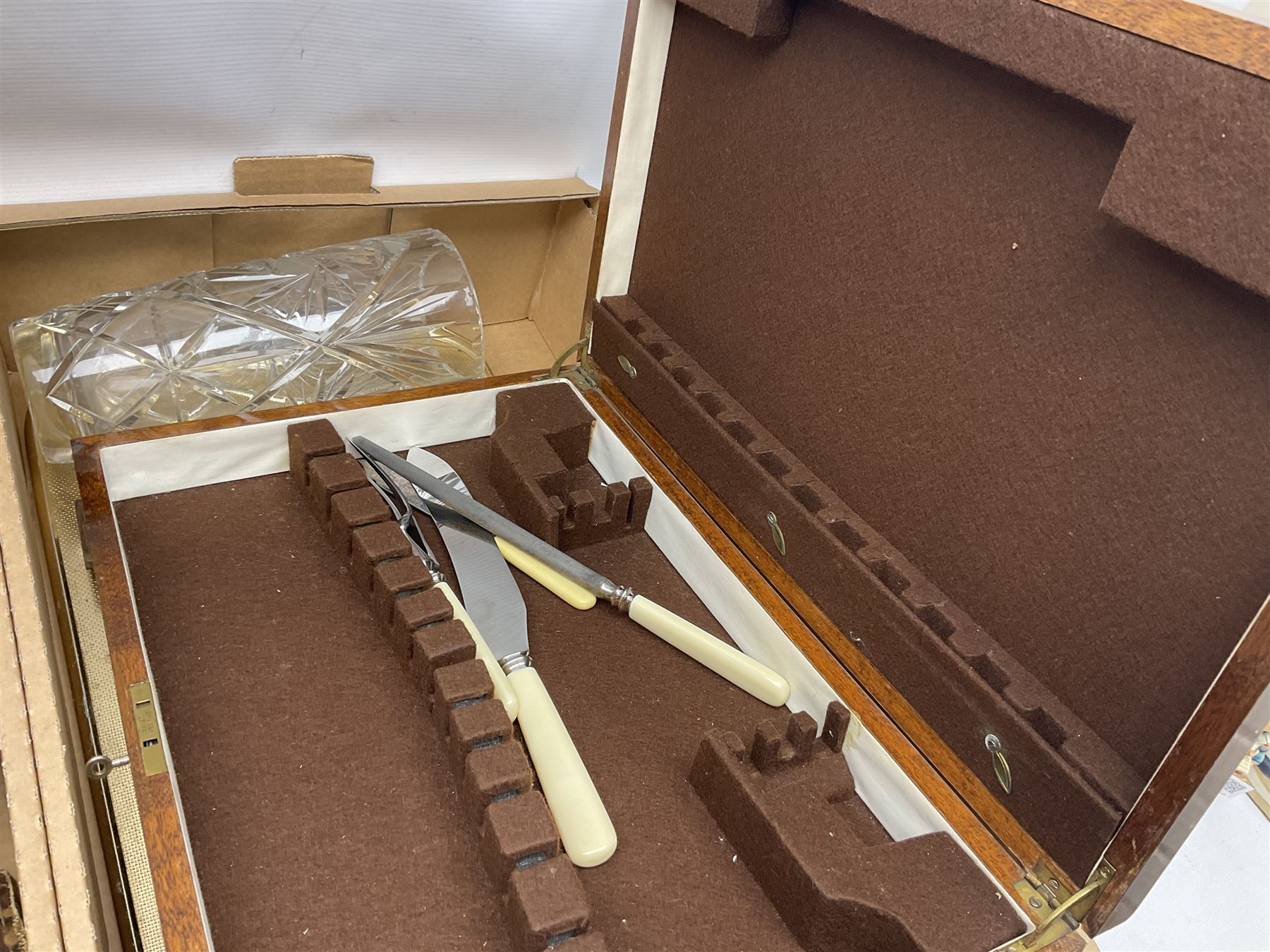 Onyx box with claw feet, together with gilt framed mirror, cut glass vase and other collectables, in three boxes 