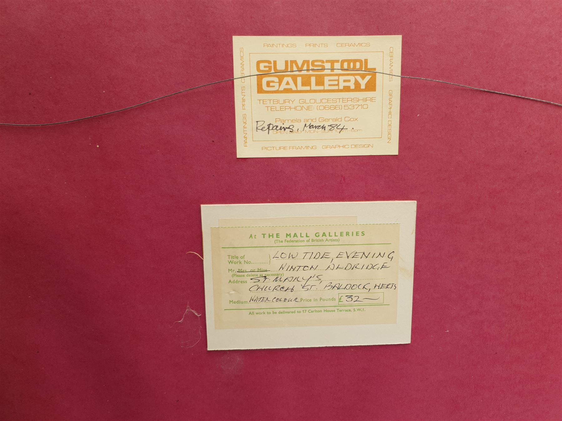 Rowland De Winton Aldridge (British 1906-1997): 'Low Tide Evening', watercolour signed and dated 1974, titled verso 26cm x 35cm
Provenance: exh. The Mall Galleries, Carlton House Terrace, London, label verso