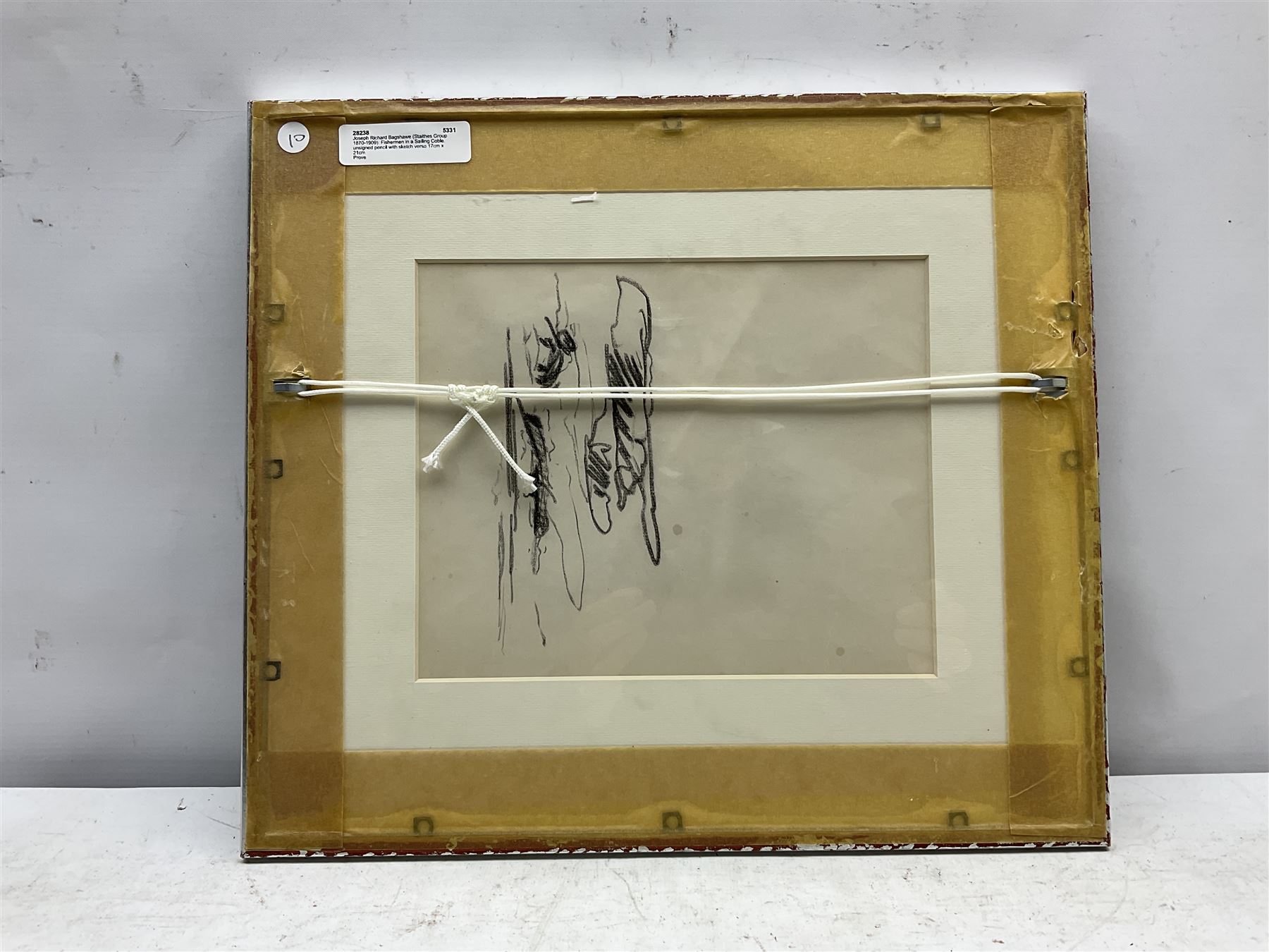 Joseph Richard Bagshawe (Staithes Group 1870-1909): Fishermen in a Sailing Coble, unsigned pencil with sketch verso 17cm x 21cm
Provenance: acquired direct from the trustees of the Bagshawe Estate when the final part of the artist's studio collection was dispersed in Whitby in the 1990s, never previously been on the open market 
