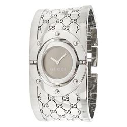 Gucci twirl ladies stainless steel quartz wristwatch, Ref. YA112, boxed with papers