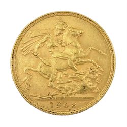 King Edward VII 1908 gold full sovereign coin, Perth mint