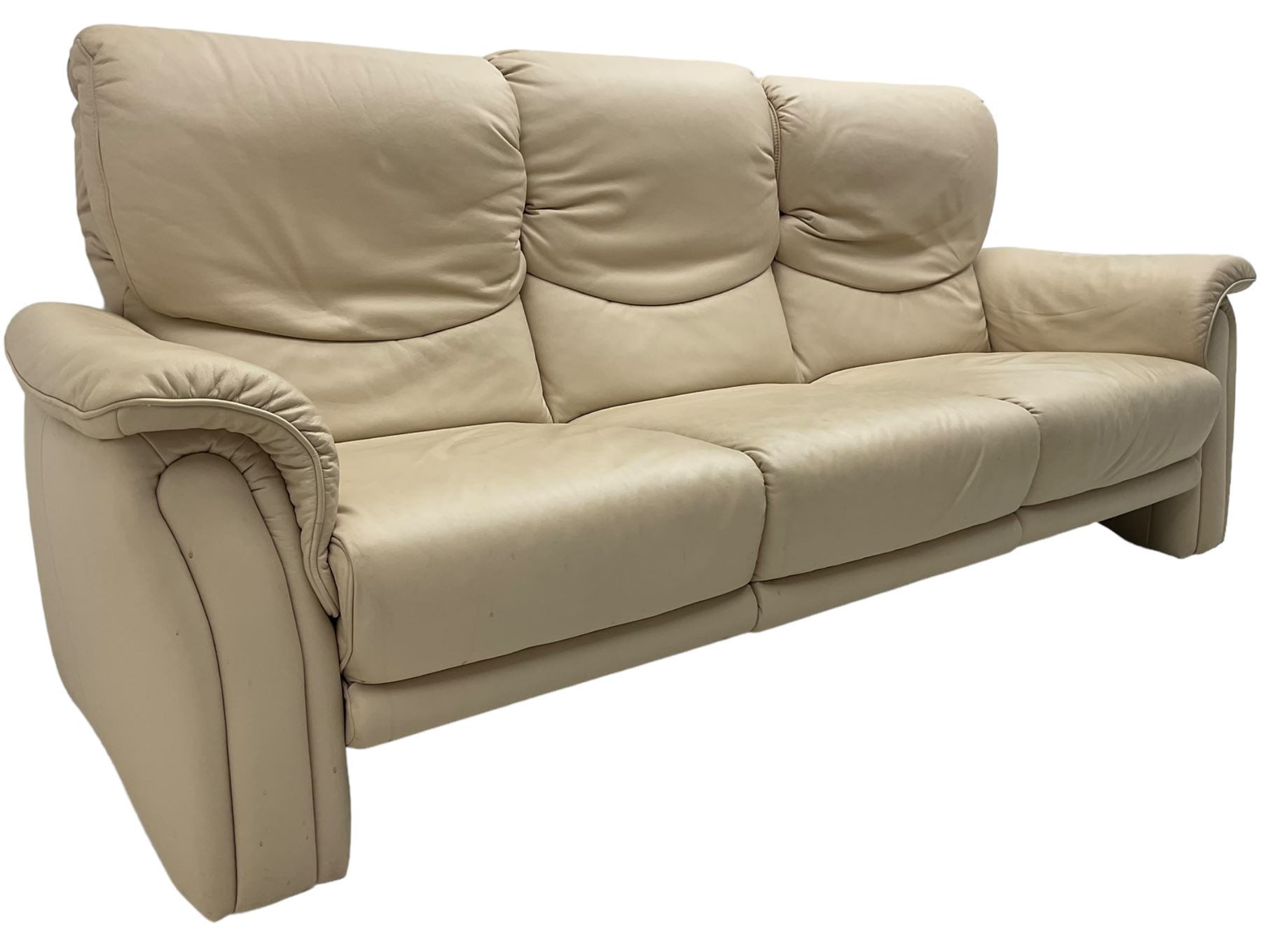 Himolla - three seat sofa upholstered in cream leather